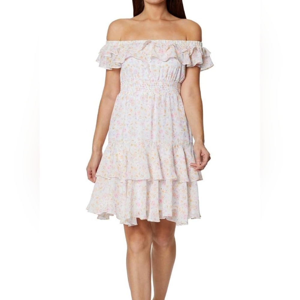 Bcbgeneration Womens Size 2 Off-The-Shoulder Short Mini Dress Whimsical Fields